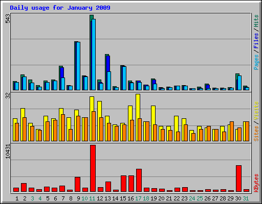 Daily usage for January 2009