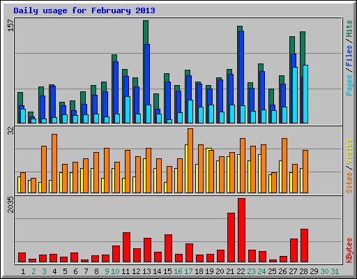 Daily usage for February 2013