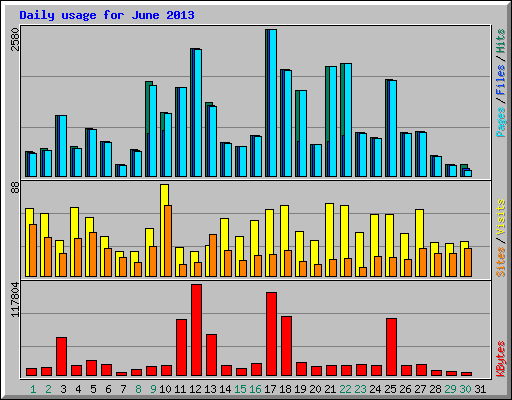 Daily usage for June 2013