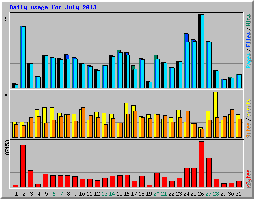 Daily usage for July 2013