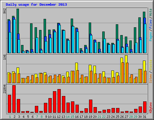 Daily usage for December 2013