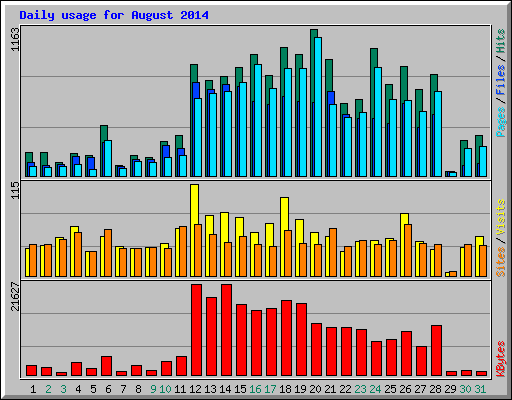 Daily usage for August 2014