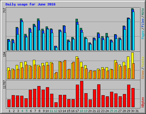 Daily usage for June 2016