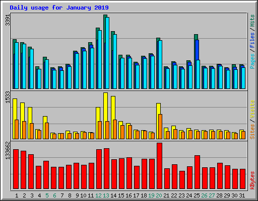 Daily usage for January 2019