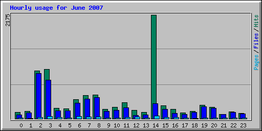 Hourly usage for June 2007