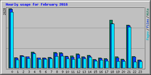 Hourly usage for February 2016