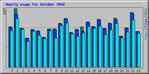 Hourly usage for October 2016