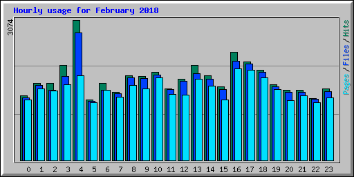 Hourly usage for February 2018